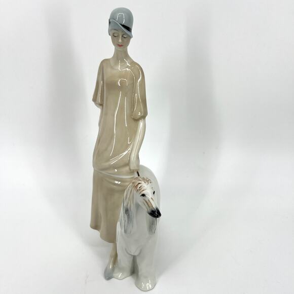 Vintage 1985 Royal Doulton Promenade HN3072 13" Figurine of Woman and Afghan Dog - Picture 2 of 12